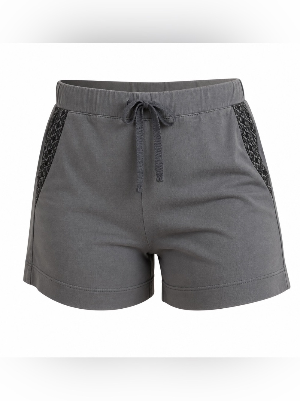 J. Jill Gray Drawstring Athletic Shorts with Patterned Side Panels